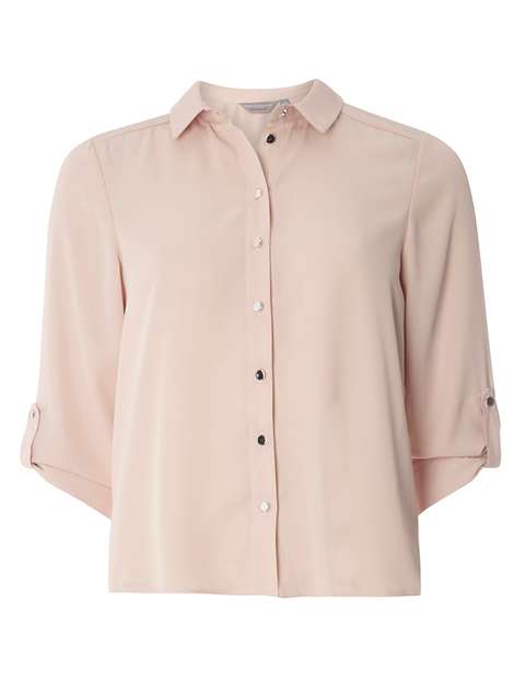 Petite Blush Roll Sleeve Shirt